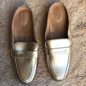 Clarks Metallic Gold Leather Loafers